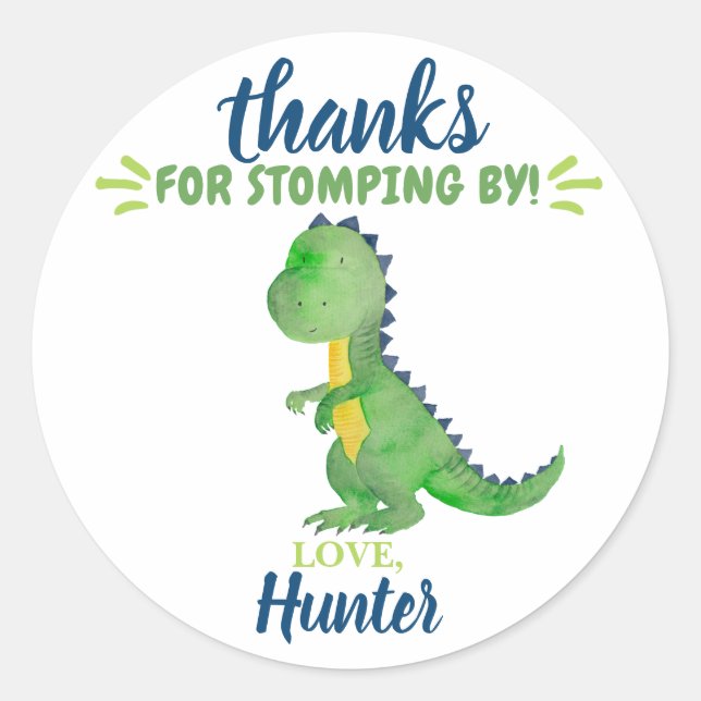Dinosaur Thank You Favor Stickers (Front)