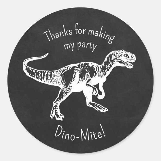 Dinosaur Thank You Party Favor Chalkboard Stickers (Front)