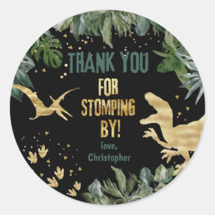 Dinosaur Thank You Stomping By  Classic Round Sticker