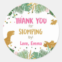 Dinosaur Thank You Stomping By Girl Birthday