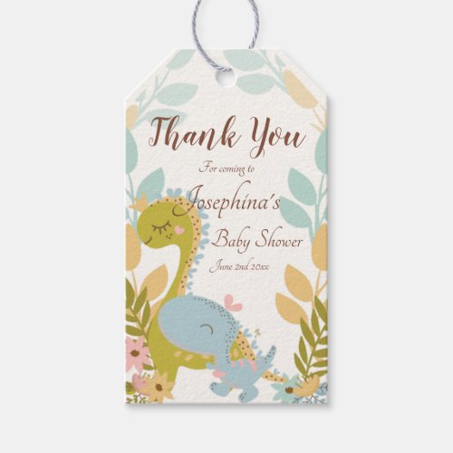 Dinosaur Thank You Tags Personalize Dino Gift Tags
