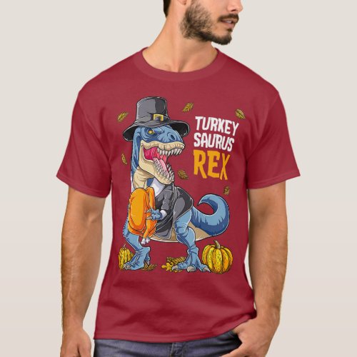 Dinosaur Thanksgiving Boys Turkey Saurus T re T_Shirt