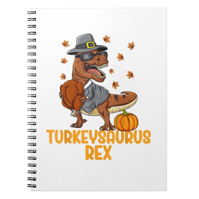 Dinosaur Thanksgiving Boys Turkey Saurus T rex Kid Notebook (Front)