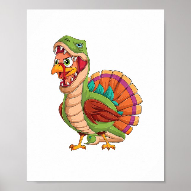 Dinosaur Thanksgiving Boys Turkey Saurus T rex Tur Poster (Front)