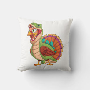 Dinosaur Thanksgiving Boys Turkey Saurus T rex Tur Throw Pillow