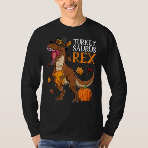 Dinosaur Thanksgiving Day Turkey Saurus T rex Turk T_Shirt
