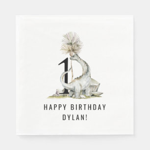 Dinosaur Theme 1st Birthday Party Napkins