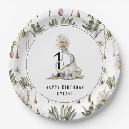 Dinosaur Theme 1st Birthday Party Paper Plates