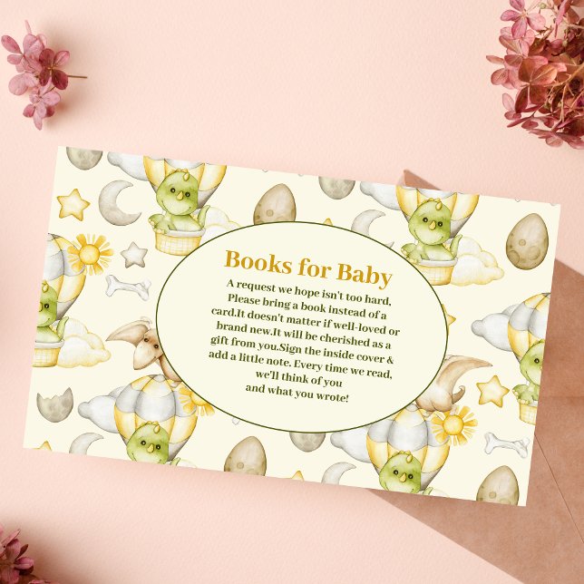 Dinosaur Theme Baby Shower Books for Baby Enclosure Card (Creator Uploaded)