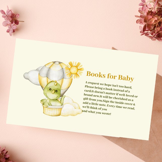 Dinosaur Theme Baby Shower Books for Baby Enclosure Card (Creator Uploaded)