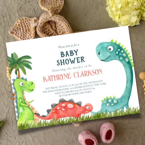 Dinosaur theme baby shower invitation