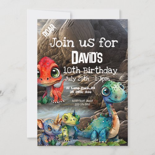 Dinosaur Theme Birthday Invitation