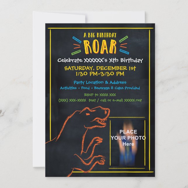 Dinosaur Theme Birthday Invitation (Front)
