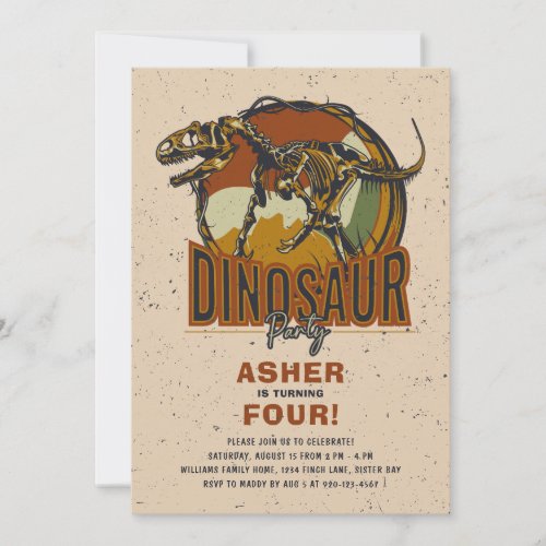 Dinosaur Theme Birthday Party  Invitation