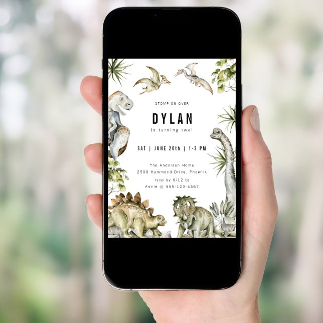 Dinosaur Theme Birthday Party Invitation (Front Digital)