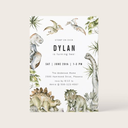 Dinosaur Theme Birthday Party Invitation Dinosaur Theme Birthday Party Invitation