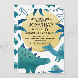Dinosaur Theme Birthday Party Invitation