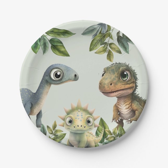 Dinosaur Theme Birthday Party  Paper Plates (Front)