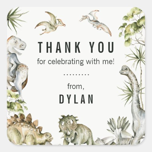 Dinosaur Theme Birthday Party Thank You