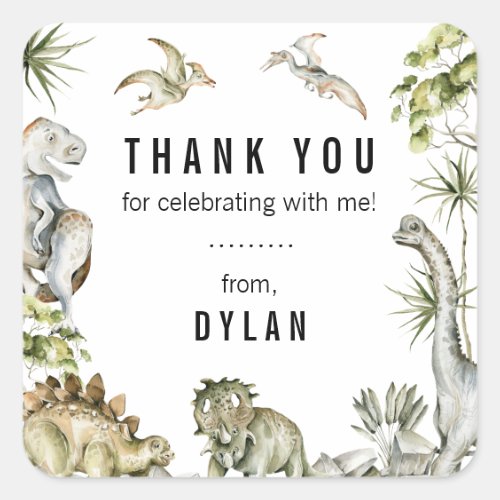 Dinosaur Theme Birthday Party Thank You