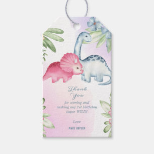 Dinosaur Theme Birthday Thank You Gift Tags