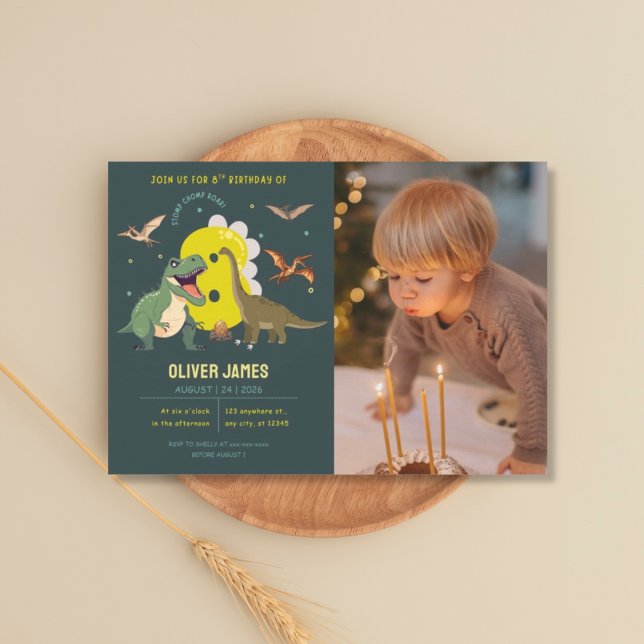 Dinosaur theme boy 8th birthday  invitation (Creator Uploaded)