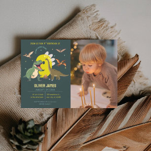Dinosaur theme boy 9th birthday  invitation