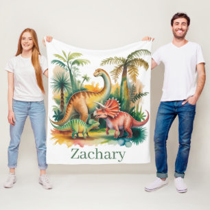 Dinosaur Theme Boy Birthday Party Fleece Blanket