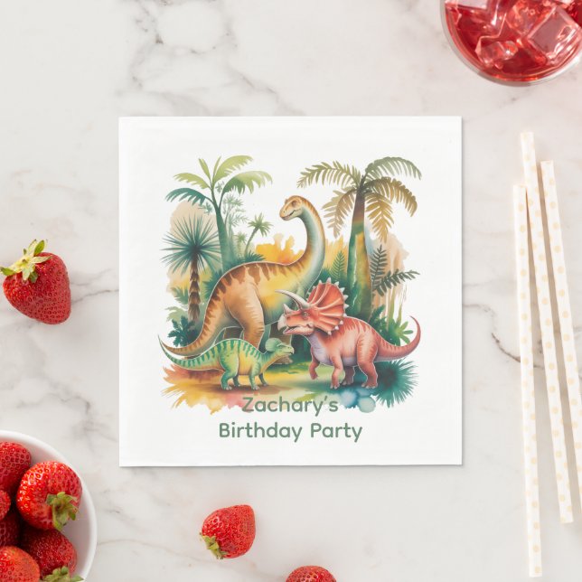 Dinosaur Theme Boy Birthday Party Napkins (Insitu)