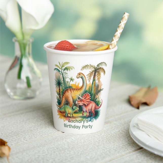Dinosaur Theme Boy Birthday Party Paper Cups (Insitu)