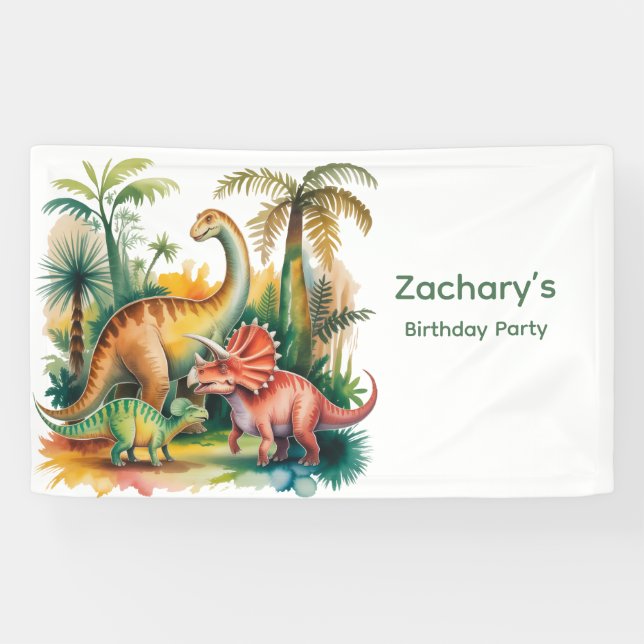 Dinosaur Theme Boy Birthday Party Welcome Banner (Horizontal)