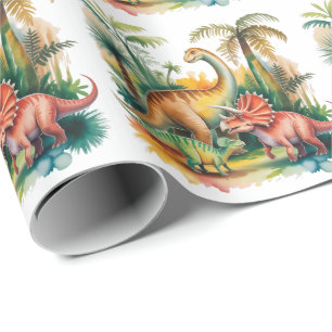 Dinosaur Theme Boy Birthday Party Wrapping Paper