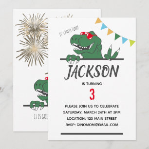 Dinosaur Theme Boy's Birthday Party Invitation