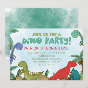 Dinosaur theme Dino Party Birthday Invitation