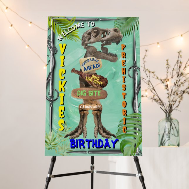 Dinosaur Theme Foam Board Welcome Sign (In Situ (Stand))