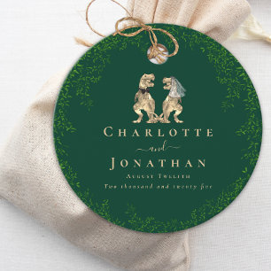 Dinosaur Theme Green Foliage Wedding Custom Favor Tags
