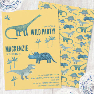 Dinosaur Theme Kids Birthday Party Invitation
