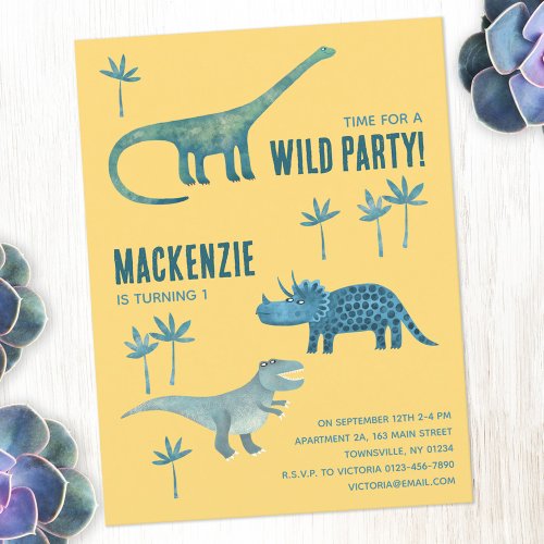 Dinosaur Theme Kids Birthday Party Invitation Postcard