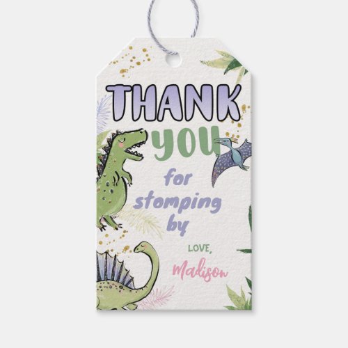 Dinosaur theme party gift tags