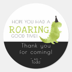 Dinosaur theme party roar roaring good time Thanks Classic Round Sticker