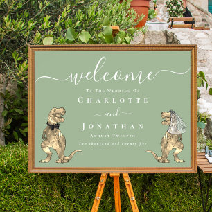 Dinosaur Theme Sage Green Wedding Welcome Sign