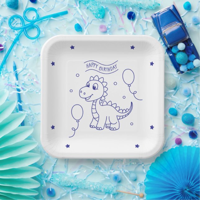 dinosaur theme square paper plates (Party)