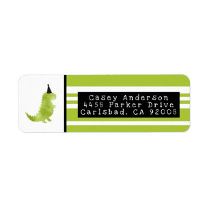 Dinosaur Theme Stomp and Chomp Green Dino Birthday Label