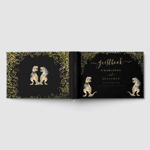Dinosaur Theme Wedding Black & Gold Foil Guest Book