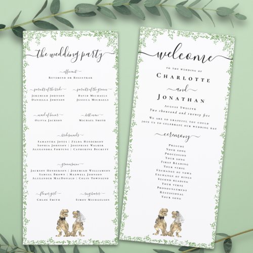 Dinosaur Theme Wedding Ceremony Program