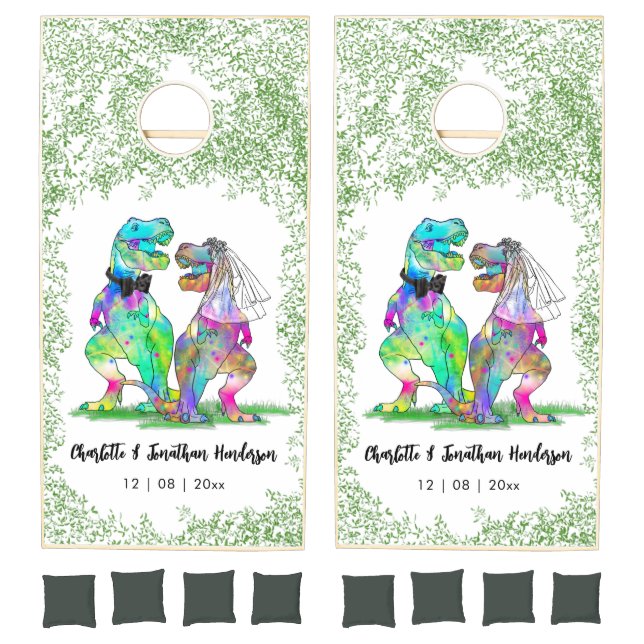 Dinosaur Theme Wedding Cornhole Set (Set)