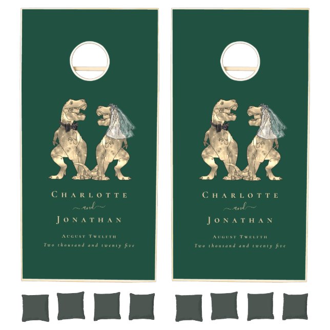 Dinosaur Theme Wedding Custom Cornhole Set (Set)