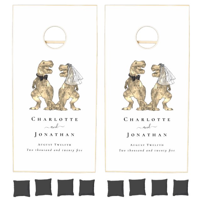 Dinosaur Theme Wedding Custom Cornhole Set (Set)