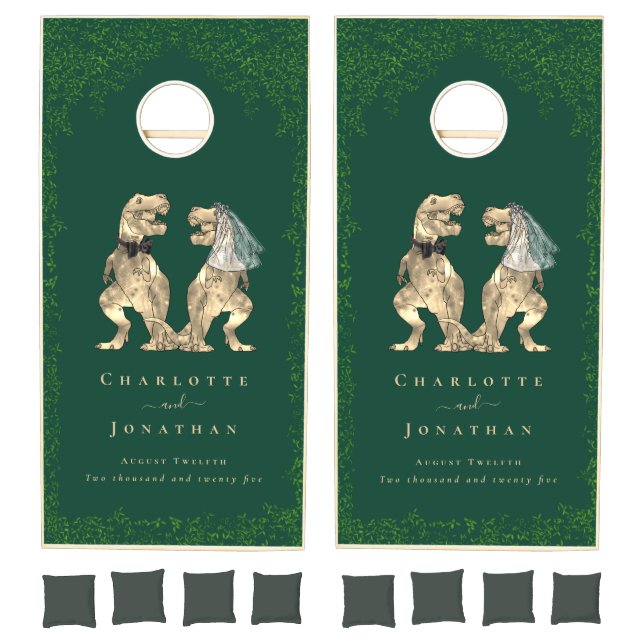 Dinosaur Theme Wedding Custom Cornhole Set (Set)