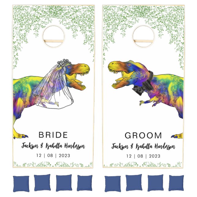 Dinosaur Theme Wedding Custom Cornhole Set (Set)